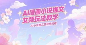 AI漫画小说推文女频玩法教学,AI小说推文变现全流程-聊项目