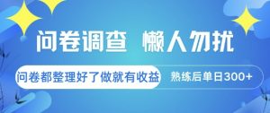 问卷调查,懒人勿扰,问卷都整理好了单价不等,做就有收益,熟练后单日3张【揭秘】-聊项目