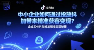 中小企业如何通过投放抖加带来精准获客变现？企业实体抖加投放精准变现秘籍-聊项目