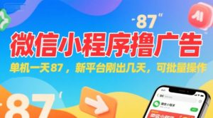 微信小程序看广告,单机一天87,新平台刚出几天,可批量操作,日入5张-聊项目