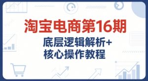 淘宝电商第16期,底层逻辑解析+核心操作教程,运营、推广提升能力的必学课程+配套资料-聊项目