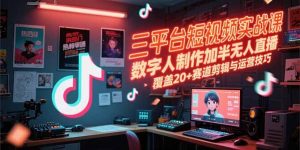 三平台短视频实战课，数字人制作加半无人直播，覆盖20+赛道剪辑与运营技巧-聊项目