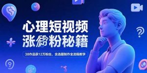 心理短视频涨粉秘籍,38作品获12万粉丝,含选题制作全流程教学-聊项目