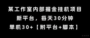 某工作室内部掘金挂G项目，新平台，每天30分钟，单机30+【揭秘】-聊项目