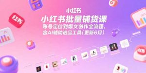 小红书批量铺货课,账号定位到爆文创作全流程,含AI辅助选品工具(更新6月-聊项目