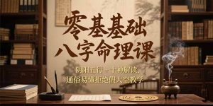 零基础八字命理课,阴阳五行+十神解读,通俗易懂拒绝假大空教学-聊项目