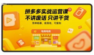 拼多多实战运营课，不讲废话只讲干货，简单粗暴，能落地，可复制-聊项目