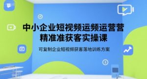 中小企业短视频运营精准获客实操课，可复制企业短视频获客落地训练方案-聊项目