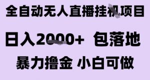 最新全自动抖音无人直播挂G项目，日入2k+ 包落地暴力撸金，小白可做【揭秘】-聊项目