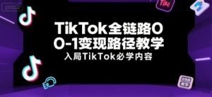 TikTok全链路0-1变现路径教学,入局TikTok必学内容-聊项目