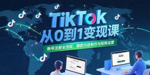 TikTok从0到1变现课，账号注册全流程，爆款内容制作与矩阵运营-聊项目