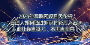 2025年互联网项目天花板，普通人如何通过卖项目实现逆风翻盘，月入5W＋！-聊项目