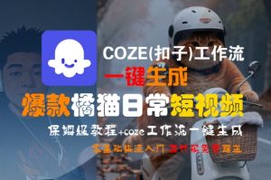 COZE(扣子)工作流一键生成爆款橘猫日常短视频,保姆级教程,零基础快速入门-聊项目