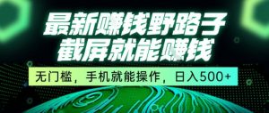 最新野路子截屏就能挣钱，无门槛，手机就能操作，日入5张【揭秘】-聊项目