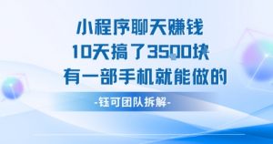 小程序聊天挣钱10天搞了3.5k,有一部手机就能做的-聊项目