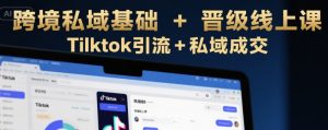 跨境私域基础+晋级线上课,Tilktok引流+私域成交-聊项目