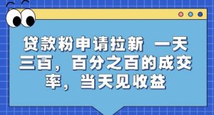 贷款粉申请拉新,一天三张,百分之百的成交率,当天见收益【揭秘】-聊项目