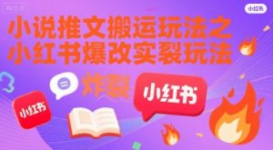 小说推文搬运玩法之小红书,小红书爆改实长炸裂玩法-聊项目