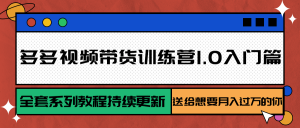 多多视频带货训练营1.0入门篇,全套系列教程持续更新,送给想要月入过万的你-聊项目