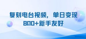 复刻电台视频,单日变现8张+新手友好,长期可做-聊项目