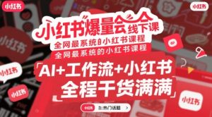 小红书爆量会线下课,全网最系统的小红书课程,AI+工作流+小红书,全程干货满满-聊项目