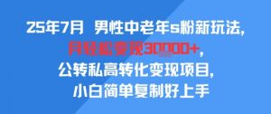 25年7月男性中老年s粉新玩法,月轻松变现3W+,公转私高转化变现项目,小白简单复制好上手-聊项目