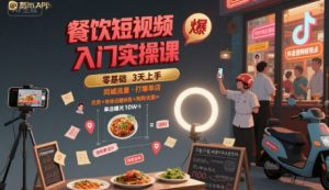 餐饮短视频入门实操课,引爆同城流量,打爆单店-聊项目