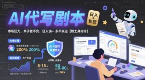 AI代写剧本,市场巨大,单子做不完,日入1k+ 永不失业【附工具指令】-聊项目