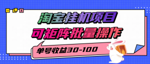 揭秘2025最新淘宝挂机项目,单号30-100,可矩阵批量操作(附工具)-聊项目