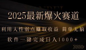 2025最新爆火赛道,利用人生弱点赚取收益,全程一键批量制作,小白轻松…-聊项目