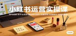 小红书运营实操课,账号搭建/跨平台选品/爆款笔记创作/流量获取/批量操作/违规处理等-聊项目
