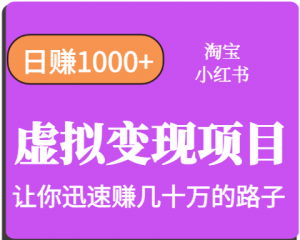 淘宝OR小红书虚拟变现,日赚1000+,多账号操作年收入几十W不等-聊项目