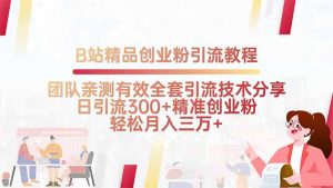 B站精品创业粉引流教程,团队亲测有效全套引流技术分享,日引流300+精…-聊项目