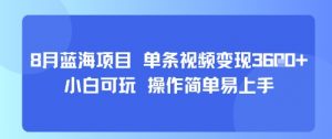8月AI蓝海项目,单条视频变现1k+ 小白可玩 操作简单易上手-聊项目