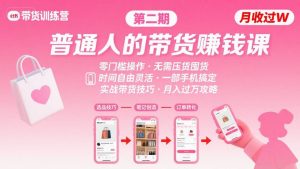 小红书带货第二期训练营,普通人月收过W的带货课,时间自由,零门槛无压货,一部手机即可操作-聊项目