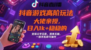 抖音游戏大佬高阶玩法,日入 1k + 稳稳的,变现立竿见影,简单无脑,一部手机即可操作【揭秘】-聊项目