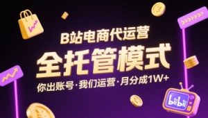 B站电商代运营,全托管模式,你出账号,我们来运营,每月分成1W+【揭秘】-聊项目
