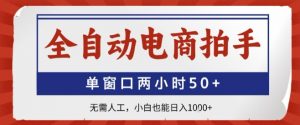 全自动电商拍手,单窗口两小时50+,无需人工,小白也能轻松日入1k+【揭秘】-聊项目