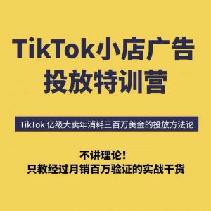 TikTok小店广告投放特训营，6天破局计划专治各种“投不动”，教你经过月销百万验证的实战干货-聊项目