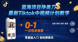 蓝海项目挣美刀，最新Tiktok中视频计划教学，从0-1教你学会海外TK中视频，一次性讲清楚-聊项目