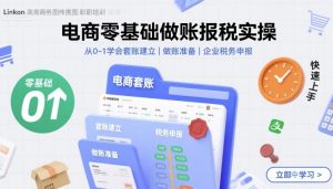 电商零基础做账报税实操快速上手，从0-1学会套账建立，做账准备，企业税务申报-聊项目