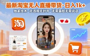 最新淘宝无人直播带货，日入1k+，独家技术，无违规无封号，无需露脸无需说话【揭秘】-聊项目