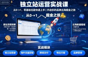 独立站运营实战课,从0到1,零基础也能快速上手,开启你的品牌出海掘金之旅-聊项目