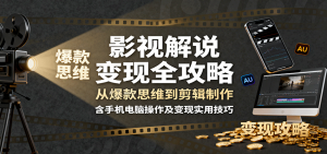 影视解说变现全攻略:从爆款思维到剪辑制作,含手机电脑操作及变现实用技巧-聊项目