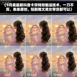 9月底最新抖音卡双特效搬运技术,一刀不剪,条条原创,短剧推文美女带货都可以-聊项目