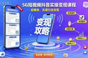 5G短视频抖音实操变现课程,自媒体,无谓引流变现-聊项目