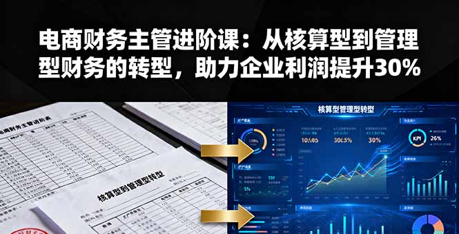电商财务主管进阶课：从核算型到管理型财务的转型，助力企业利润提升30%-聊项目