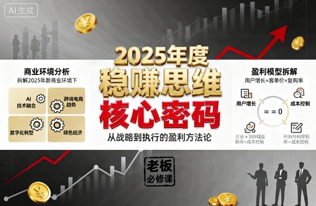 2025年度稳賺思维老板创业营，拆解2025年新商业环境下，企业实现持续盈利的核心密码-聊项目