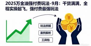 2025万金油强付费玩法-9月：干货满满，全程实操起飞，强付费最强玩法-聊项目