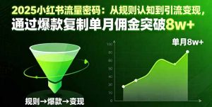 2025小红书流量密码:从规则认知到引流变现,通过爆款复制单月佣金突破8w+-聊项目